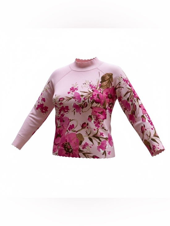 Talbots Sweaters - Talbots Pink Floral Mock Neck Women’s Lightweight Sweater Top - L